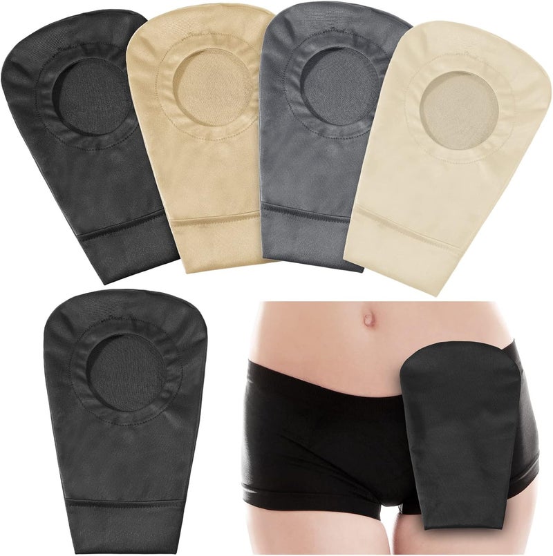 Sherr 4 Pieces Ostomy Bag Cover Colostomy Bag Covers Odor Control Stretchy Pouch Washable Pouch Liner for Women Men Lightweight Care Protector Supplies, 4 Colors - Image 1